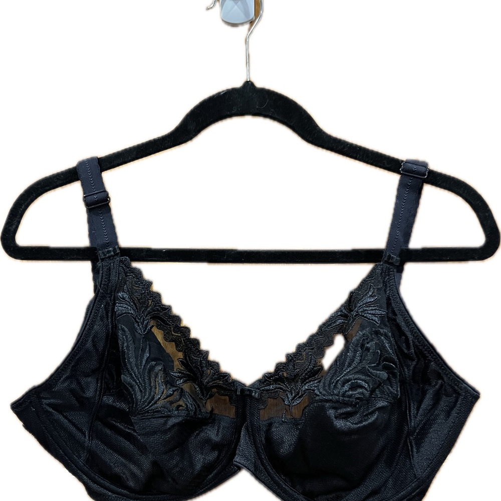 Chantelle Black Floral Lace Underwire Bra 44C - Picture 4 of 7
